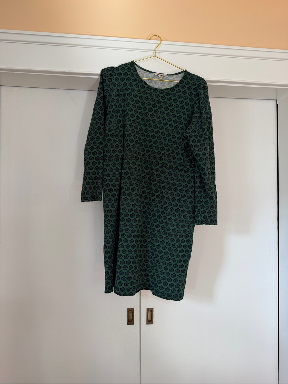 Boden Dark Green Patterned Long-Sleeve Dress